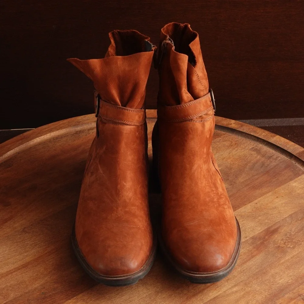 Paul Green Boots Womens SZ UK 6 US 8.5 Brown Denver Western Moto Coastal Cowgirl